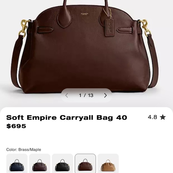 Coach Brown Leather Carryall Bag 40 - Picture 1 of 3